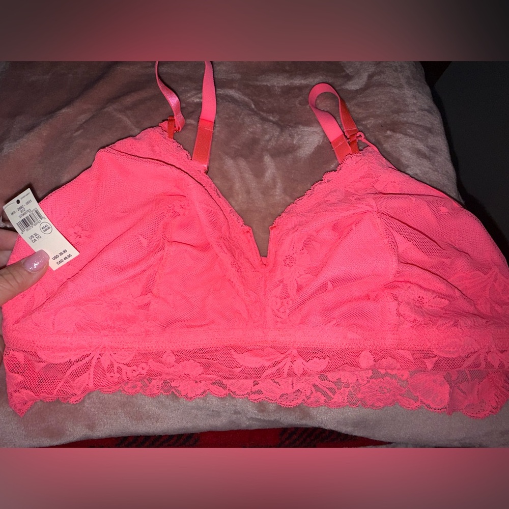 aerie Neon Coral Lace Bralette